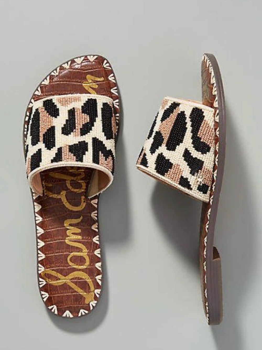 NWT Sam Edelman Gunner Leopard Beaded Slide Sandals in Size 6.5 - Picture 3 of 8